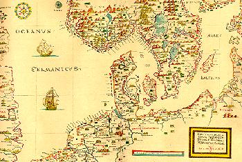 mapa obszarow nad Morzem Baltyckim w 1585